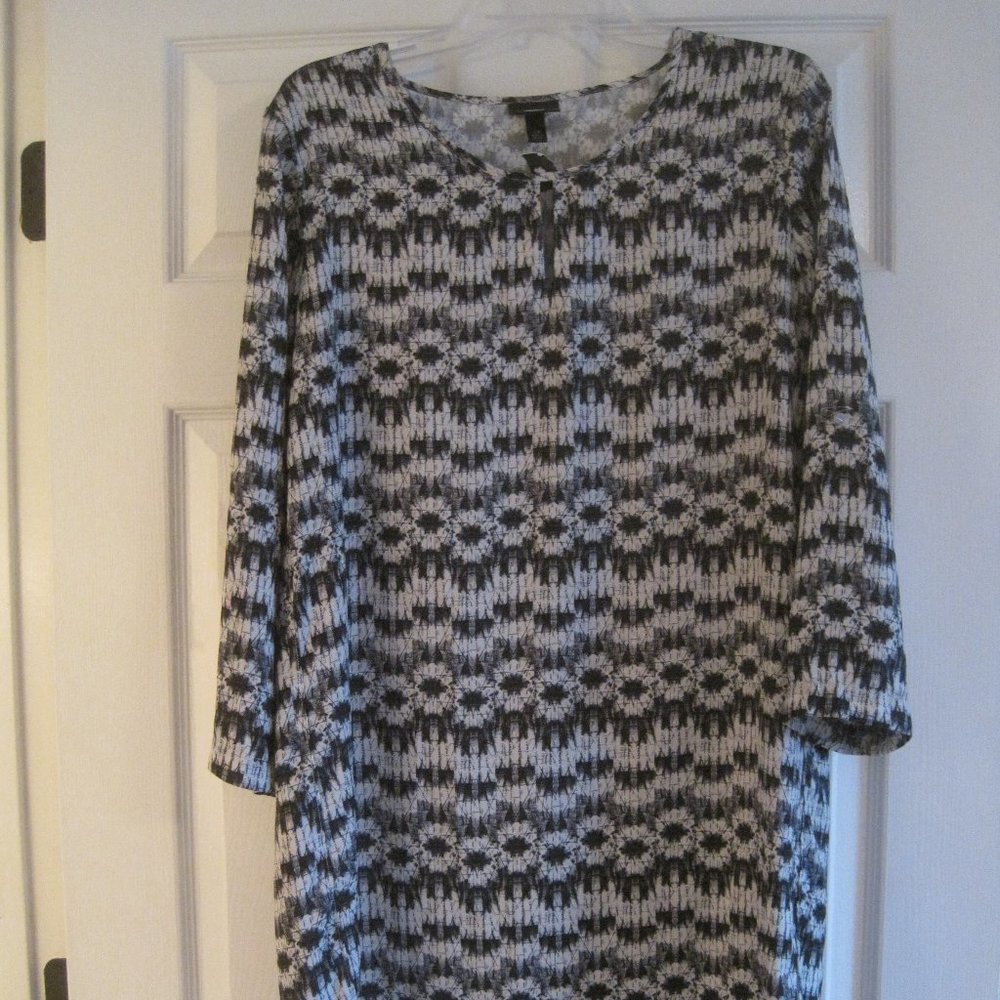 MOSSIMO BOHO BLACK AND IVORY WHITE SILKY DRESS L